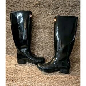 Hunter Original Tall Gloss Rain Boots Black Women’s Size 8 Outdoor